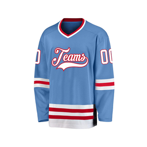 Maillot de hockey pour hommes, service OEM, rayures sublimées personnalisées, écologique, séchage rapide, patchs en sergé, logo d'équipe, uniforme pour le hockey sur glace - Product Image 4