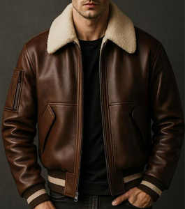 Veste en cuir pour homme avec col montant et logo frontal, séchage rapide et respirante - Product Image 2