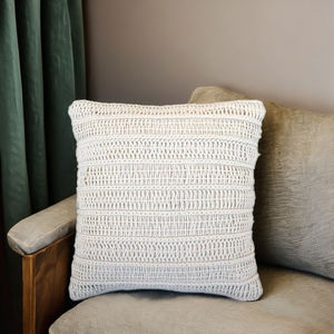 Funda de cojín Lumbar hecha a mano marroquí bohemio de macramé, cojín decorativo de algodón 100% tejido para dormitorio para uso doméstico y hotelero - Product Image 1