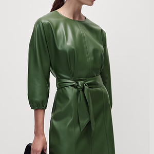 Women's Vintage Natural Straight OEM Service Best Selling Women's Genuine Leather Dress For Women Fashion Party Wear - Product Image 2