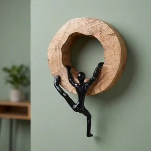 Sculpture murale artisanale en bois de manguier de qualité supérieure, art mural en bois rustique, décoration intérieure pour la maison, décoration murale pour le salon - Product Image 1