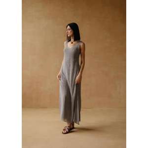 Vestido Largo de Verano para Mujer, sin Mangas, Cuello en V, Estampado Floral, Ecológico, Casual, Holgado, Minimalista y Elegante - Product Image 1