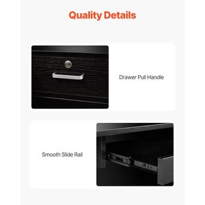 Escritorio de recepción en forma de L negro de 55 pulgadas, mostrador frontal de oficina, cajón de mesa, bandeja para teclado, armario de almacenamiento, vestíbulo, salón de belleza - Product Image 4