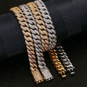 Nuevo collar de cadena cubana con diamantes de moissanita de diseño moderno, unisex, de dos tonos, oro rosa, estilo hip hop para hombre. - Product Image 1