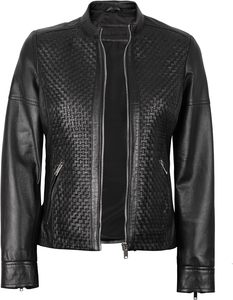 Unisex Black PU Leather Moto <b>Jacket</b> V-neck <b>Half</b> <b>Zip</b> Slim Fit Regular Length Solid Pattern Winter Style Hooded Thick Bamboo Fiber - Product Image 3