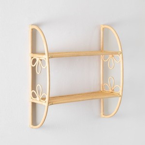 Étagère murale pour chambre à coucher, étagère à livres en rotin naturel, décoration et rangement pour la maison - Product Image 1