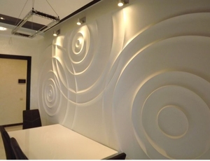 Murale murale en pierre CNC personnalisée avec motif vague et flûte |   Panneau mural décoratif au design moderne en pierre de grès/marbre finition polie - Product Image 4