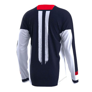 Ensemble de Vêtements de Motocross Bleu Marine pour Hommes – Maillot et Pantalon MX avec Motif Brossé Rouge et Blanc – Vêtements de Course Tout-Terrain OEM - Product Image 4