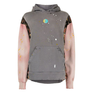 Sweat à capuche pour homme Y2K Streetwear Vintage, délavé à l'acide, effet vieilli, avec broderie et lettres en patchwork, 500 GSM - Product Image 1