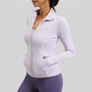 Women High Stretchy Knitted Light <b>Weight</b> Long Sleeve Slim Fit Yoga Jackets Quick Dry Breathable Features Side Pockets for Sports - Product Image 6