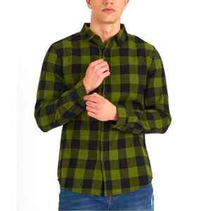 Chemise en flanelle à carreaux pour homme, col à capuche, manches longues, boutons sur le devant, logo personnalisé en relief, matelassée, coupe décontractée, coton - Product Image 1