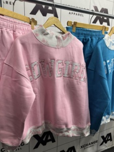 Conjunto de Sudadera Oversize de Cuello Redondo 460Gsm para Mujer y Niños, con Letras Bordadas, 100% Algodón Felpa, Sudadera de Cuello Simulado - Product Image 3