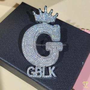จี้เพชรเลี้ยงในห้องปฏิบัติการสุดหรู รุ่น " G GBLK " พร้อมมงกุฎประดับเพชรเต็มเส้น สไตล์ฮิปฮอป - Product Image 5