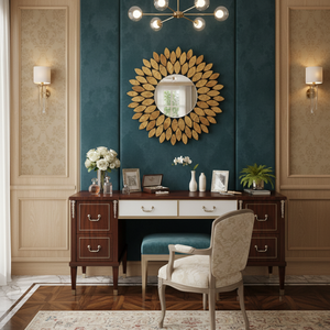 Elegant <b>Round</b> Resin <b>Mirror</b> 15.5 Inch Wall Mounted Decorative <b>Mirror</b> Modern Home Decor for Bedroom Living Room Entryway <b>Bathroom</b> - Product Image 4