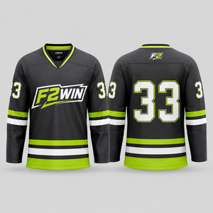 Maillot de hockey sur glace F2WIN pour homme, col en V, manches longues, sublimé, 18 % polyester respirant, coupe régulière adulte, prix de gros - Product Image 2