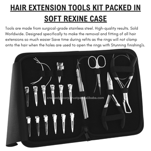 Kit d'outils d'extension de cheveux Nano Link Beads Plis également 2pcs Sew in C Type Needle 12pcs Sectioning Clips ciseaux loop & hook tool - Product Image 5