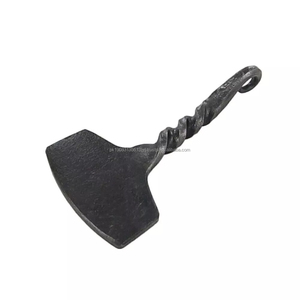 Amulette forgée à la main forgeron Viking hache Thor marteau Mjollnir pendentif bijoux fer tourbillon pendentif collier païen - Product Image 3