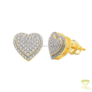 Boucles d'oreilles élégantes en forme de cœur avec diamants de laboratoire, en argent 925 plaqué or, bijoux en pierres précieuses, cadeau pour femme - Product Image 2