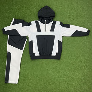 Custom Logo Unisex Tracksuit Full <b>Zip</b> <b>Hooded</b> Sporty Regular Fit Color Blocking 2 Piece Set Autumn Wear Breathable Polyester - Product Image 3
