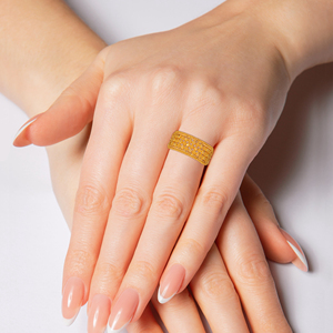 Anillo de Filigrana Floral Ancho Chapado en Oro de Lujo para Mujer, Joyería de Diseño Vintage Elegante - Product Image 2