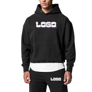 Ensemble de survêtement en coton épais pour hommes, sweat à capuche oversize et pantalon de jogging imprimé, streetwear unisexe - Product Image 1