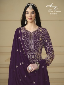 Nuevo vestido de mujer Salwar Kameez Bolливwood Suit para fiestas de boda Ropa étnica larga en seda y algodón Estilo indio pakistaní - Product Image 5