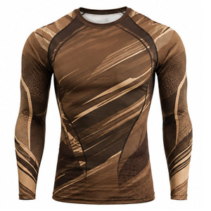 เสื้อยืดคอมเพรสชั่นผู้ชาย สำหรับเล่นกีฬา ออกกำลังกาย ฟิตเนส เทรนนิ่ง แอธเลติก สเตรช เบสเลเยอร์ รับผลิตแบบ OEM ODM  ผู้ผลิตเสื้อผ้ากีฬา - Product Image 1