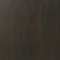 Table basse contemporaine en teck massif et chêne, profil bas, avec finition noire mate et plateau tressé ouvert