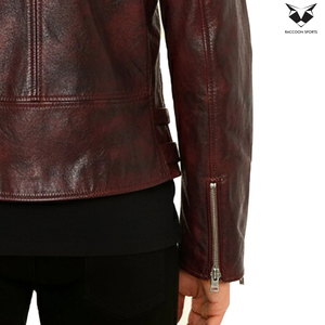 Outer Wear OEM ODM Service Unique Design Comfortable Slim Fit Maroon Rock <b>Star</b> Style Studded Leather <b>Jackets</b> Stand High Quality - Product Image 5