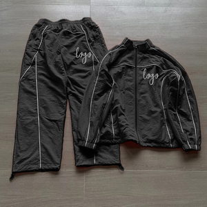 Survêtement personnalisé coupe-vent avec capuche réfléchissante 3M en nylon et pantalon de survêtement en nylon pour homme - Product Image 3