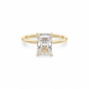 Lab Grown Diamond Emerald Cut Solitaire <b>Ring</b> Minimal Engagement <b>Ring</b> 14K 18K Gold Classic <b>Thin</b> Band Diamond <b>Ring</b> - Product Image 1