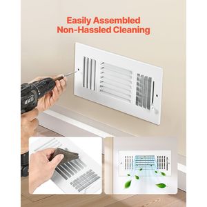 Set di 6 Griglie di Ventilazione in Ferro Antiruggine 4x10 Pollici, Bocchette per Pavimento HVAC a 3 Direzioni, Prese d'Aria a Parete e Soffitto per Casa/Ufficio - Product Image 6