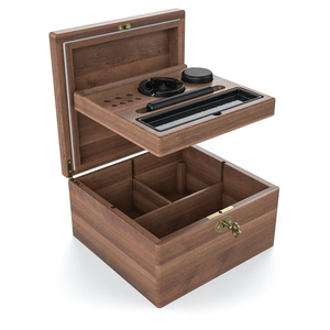 Walnut Stash Box Kit with Lock Luxury Wooden Stash Box with Rolling Tray