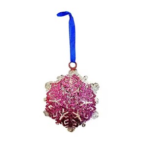 Custom Two-Sided Metal Christmas Hanging Ornament Xmas Holiday <b>Decorations</b> Pendant Silver Glitter Metal Craft Hanging Ornament - Product Image 3