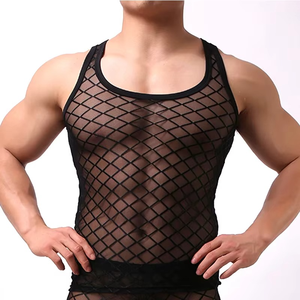 Débardeur en maille 100 % coton respirant et écologique pour homme, sexy, transparent, pour la nuit, décontracté, grande taille, sous-vêtement lavé, toutes tailles - Product Image 5