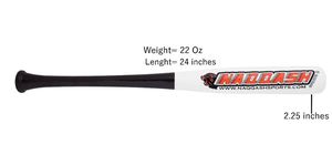 Batte d'entraînement pour baseball et softball, utilisable d'une seule main, en bois d'érable professionnel, taille 24 pouces/20 oz, barillet de 2,25 pouces, par Naqqash - Product Image 2