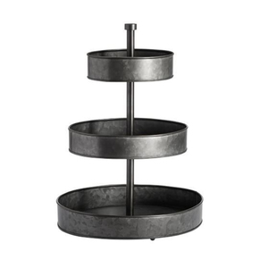 Vintage Modern Farmhouse 3 <b>Tier</b> Galvanized Serving Tray Metal <b>Cake</b> Stand with Handle Large Tiered Dessert Tower for Coffee - Product Image 5