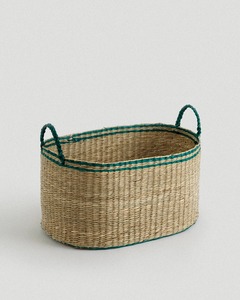 Juego de 2 cestas ovaladas de seagrass verde Kori, hechas a mano, para almacenamiento, venta al por mayor, ecológicas, hechas en Vietnam. - Product Image 2