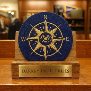 Badge maçonnique personnalisé fait main en fil de bullion, écusson ovale Compas Étoile, broderie dorée, bordeaux, vente en gros - Product Image 2