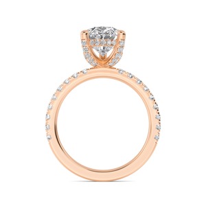 Anillo de Compromiso de Oro Rosa Refinado de 10K con Diamantes Creados en Laboratorio, Corte Redondo y en Forma de Pera, 2.57 CTW, Joyería Nupcial Premium - Product Image 2