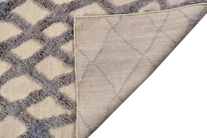 DECORDEC Custom Handmade Wool Thick Non-Slip Eco-Friendly Modern Ivory <b>Grey</b> High Low Textured Area <b>Rug</b> Distressed Geometric - Product Image 4