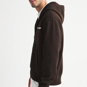เสื้อฮู้ดซิปเต็มตัว แขนยาว ผ้าฟลีซ สีพื้น สำหรับผู้ชาย เสื้อแจ็คเก็ตฤดูหนาว บริการ OEM มีกระเป๋า ผ้าฝ้าย 100% - Product Image 4