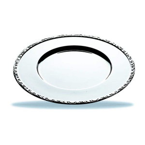 Assiette de service ronde en acier inoxydable de qualité supérieure, décorative, avec rebord surélevé, pour mariage, table de salle à manger, restaurant, hôtel - Product Image 1