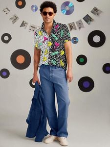 Tenue des années 80 et 90 pour hommes, chemise hawaïenne à manches courtes boutonnée, chemises de plage vintage rétro amusantes - Product Image 6