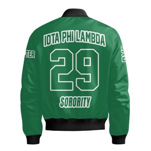 Veste universitaire personnalisée pour femmes Iota Phi Lambda, vert émeraude, avec emblème grec sur le devant et le dos, numéro d'année, fermeture éclair, style bomber - Product Image 6