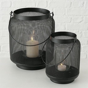 Black Iron Mesh Candle <b>Lantern</b> <b>Set</b> Modern Design Heat Resistant Home Decoration - Product Image 2