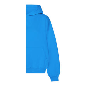 Sweat à capuche d'hiver pour femme 100% coton molletonné écologique respirant coupe-vent brodé surdimensionné avec logo frontal uni bleu foncé OEM - Product Image 5