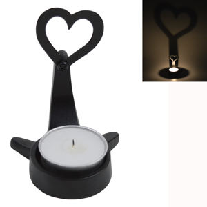Porte-bougie en forme de cœur au design moderne avec finition noire, décoration d'intérieur, décoration festive, porte-bougie en métal aluminium - Product Image 1
