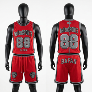 Ensemble d'uniformes de basketball en maille polyester premium 180 GSM, motif flamme tribale rouge et or, pour hommes - Product Image 2