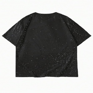 Plus Size Men's <b>Black</b> T-<b>Shirt</b> With Rhinestone Star Print Short Sleeve O-Neck Casual Knitted Geometric Pattern Front Design - Product Image 5